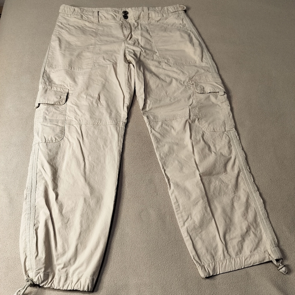 Blossom & Clover Women's  Cargo Ankle Tie Pants Joggers Sz 10 - Beige